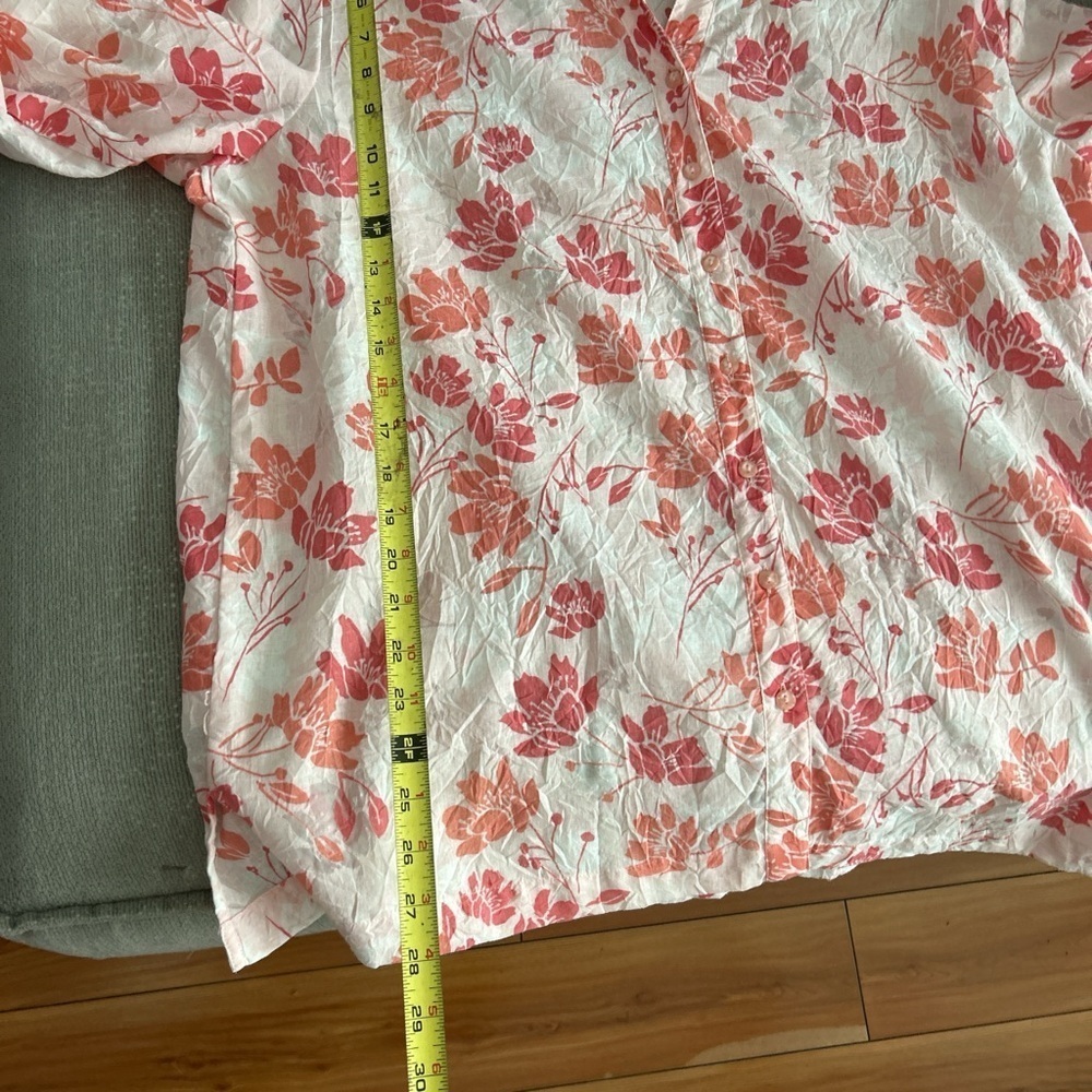 Pink Floral Coastal Tropical Shirt Button Up Oversized Summer Size 16 - Picture 7 of 9
